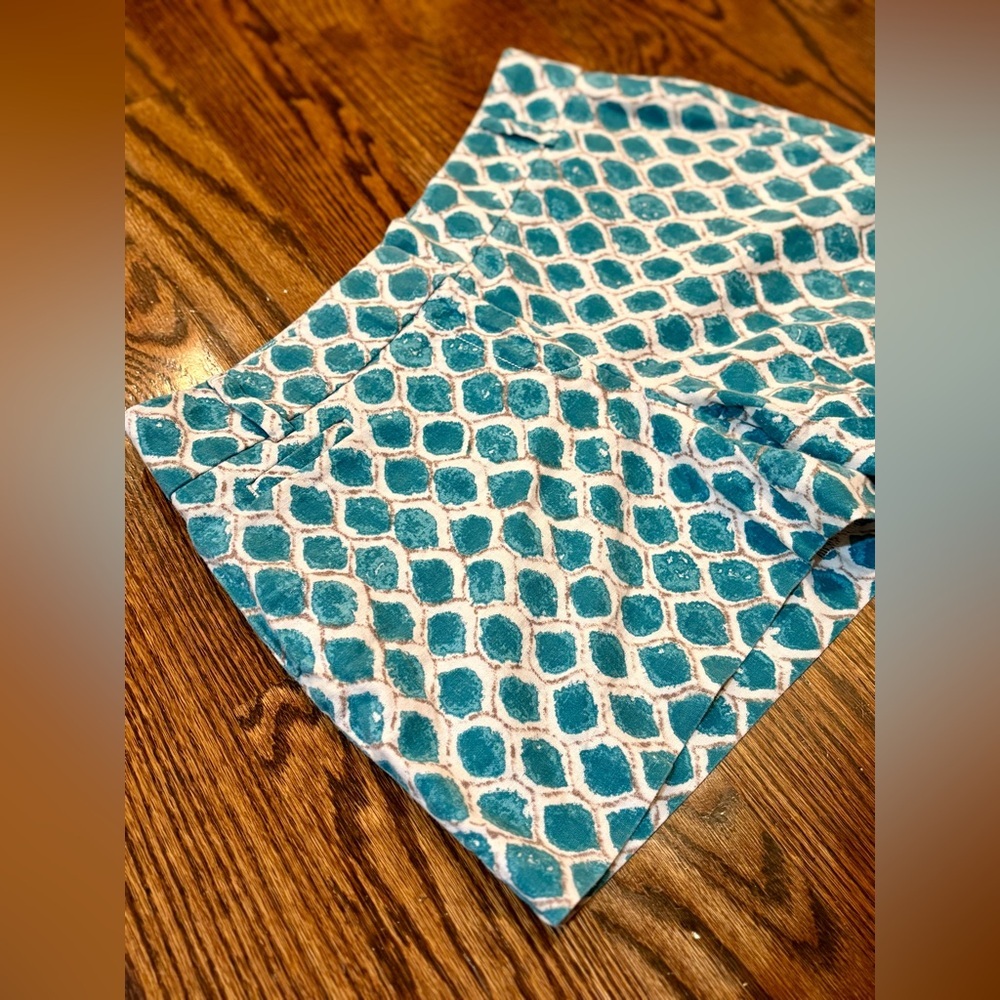 ANN TAYLOR LOFT~The Riviera Short~Teal Geometric Print~Linen Blend~Size 2~SKU109 - Picture 3 of 9